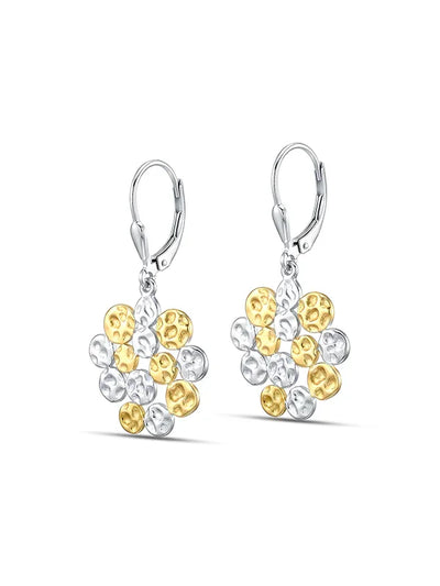 Elys Hammered Two-Tone Women's Drop Earrings