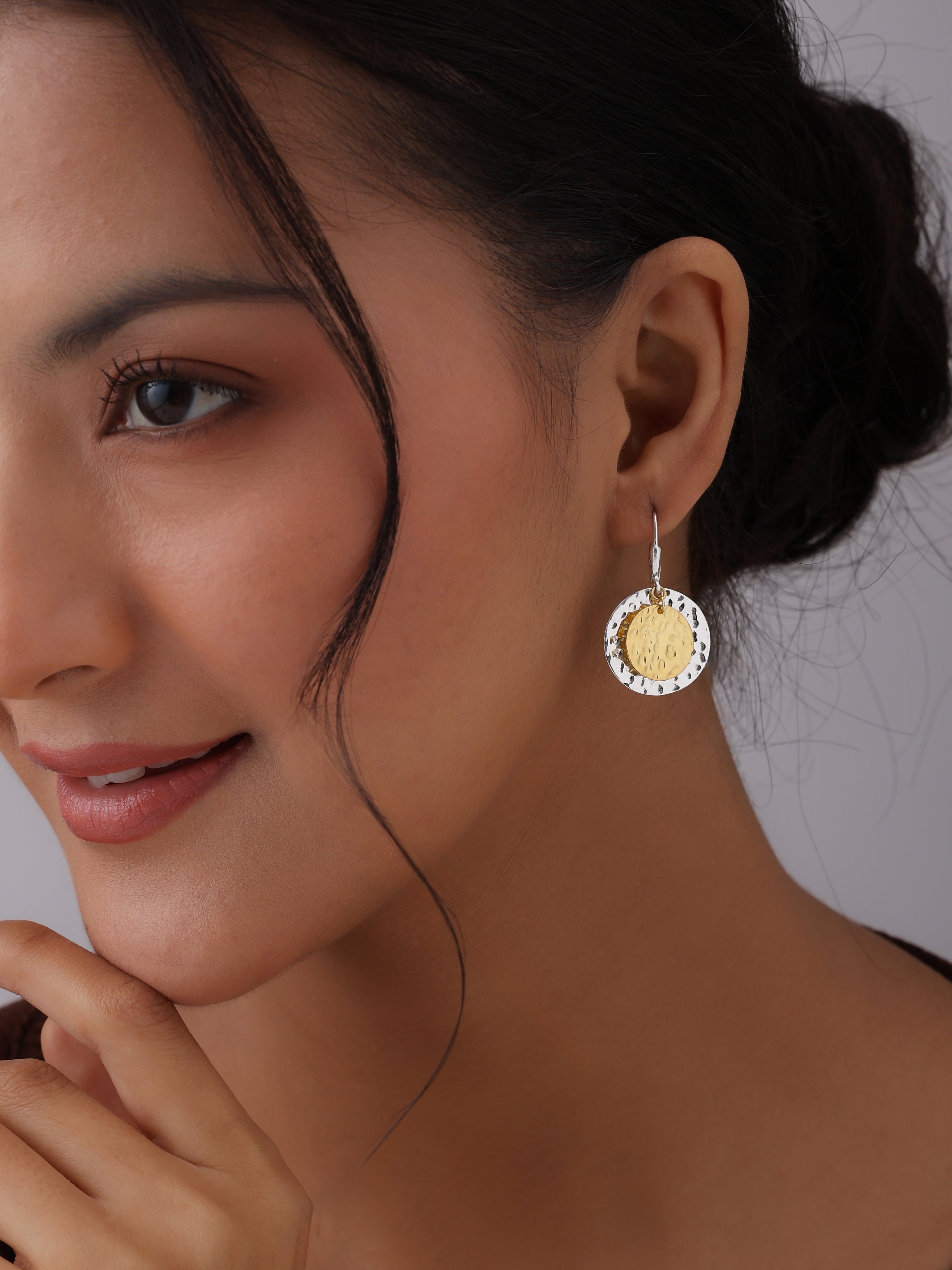 Dual Tone Drop Earrings