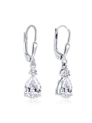 Goccia CZ Teardrop Leverback Women's Drop Earrings