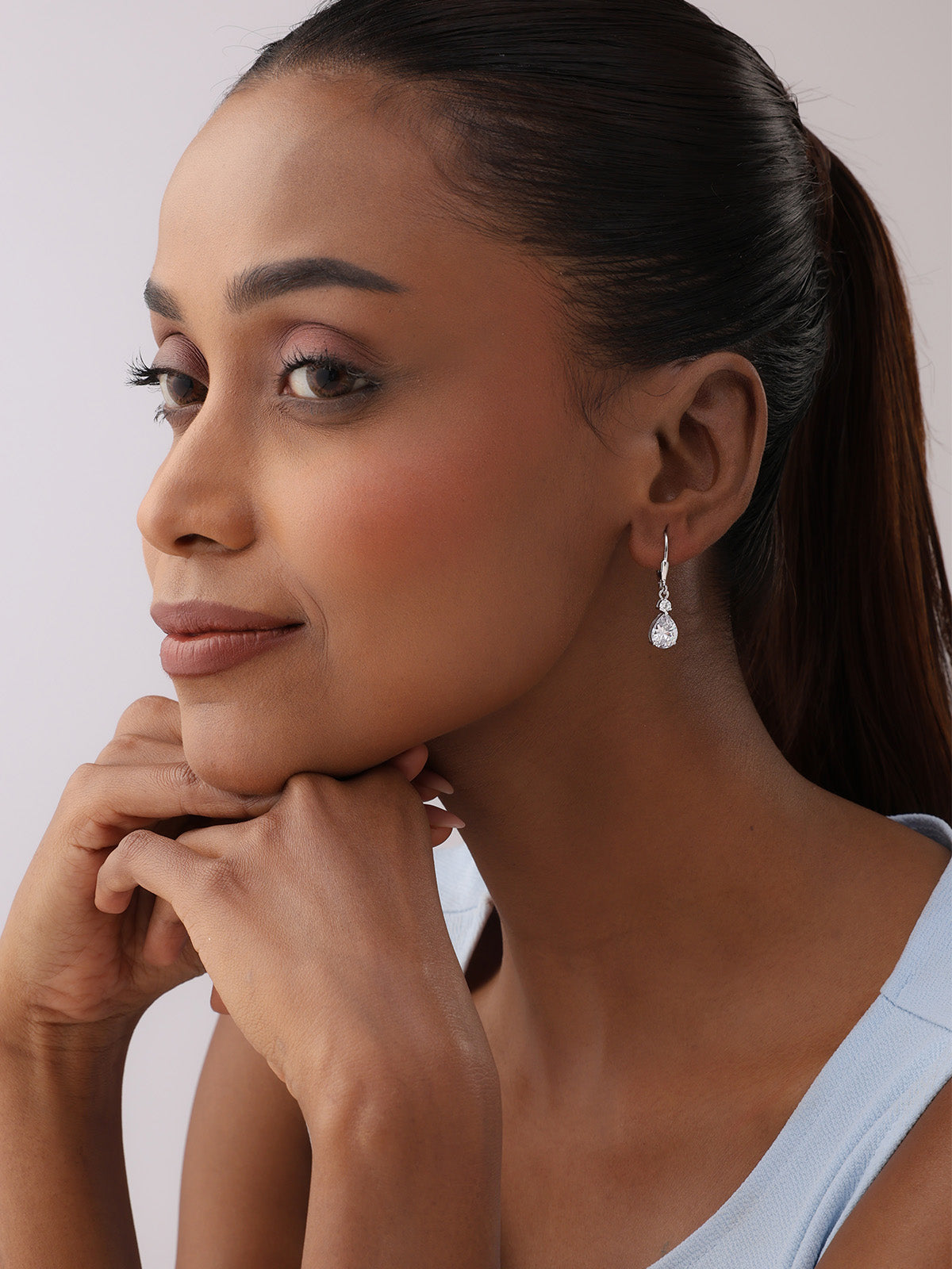 Goccia CZ Teardrop Leverback Women's Drop Earrings