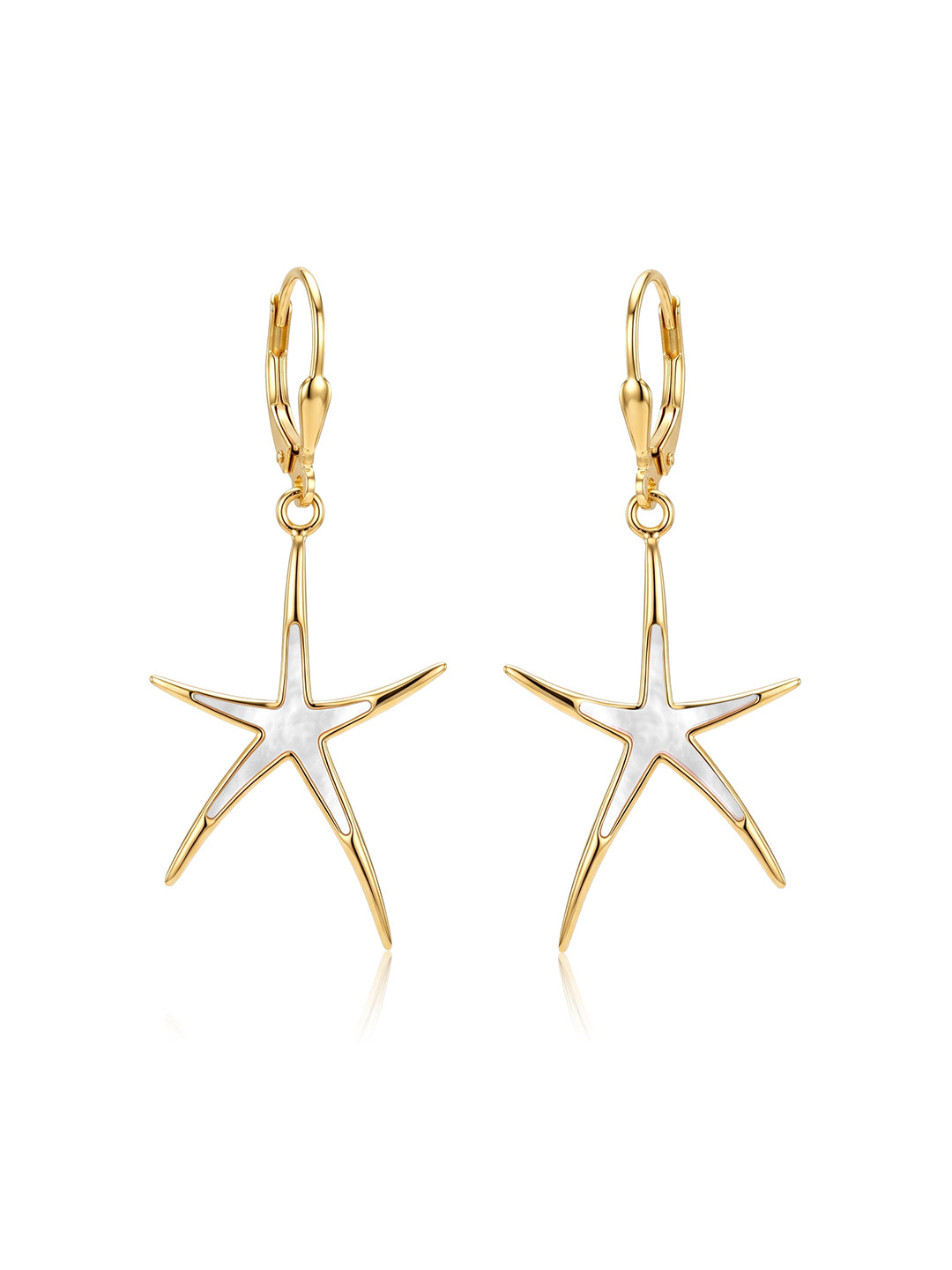 Golden StarFish Mother of Pearl Dangle Earrings