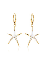 Golden StarFish Mother of Pearl Dangle Earrings