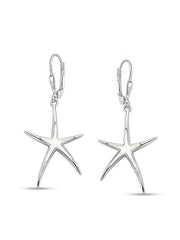 StarFish Sculptural Mother of Pearl Dangler in Silver