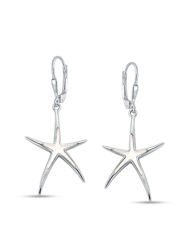 StarFish Sculptural Mother of Pearl Dangler in Silver