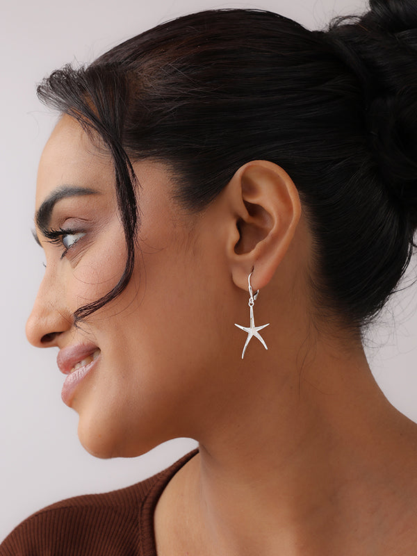 Star Fish Sculptural Dangler in Silver