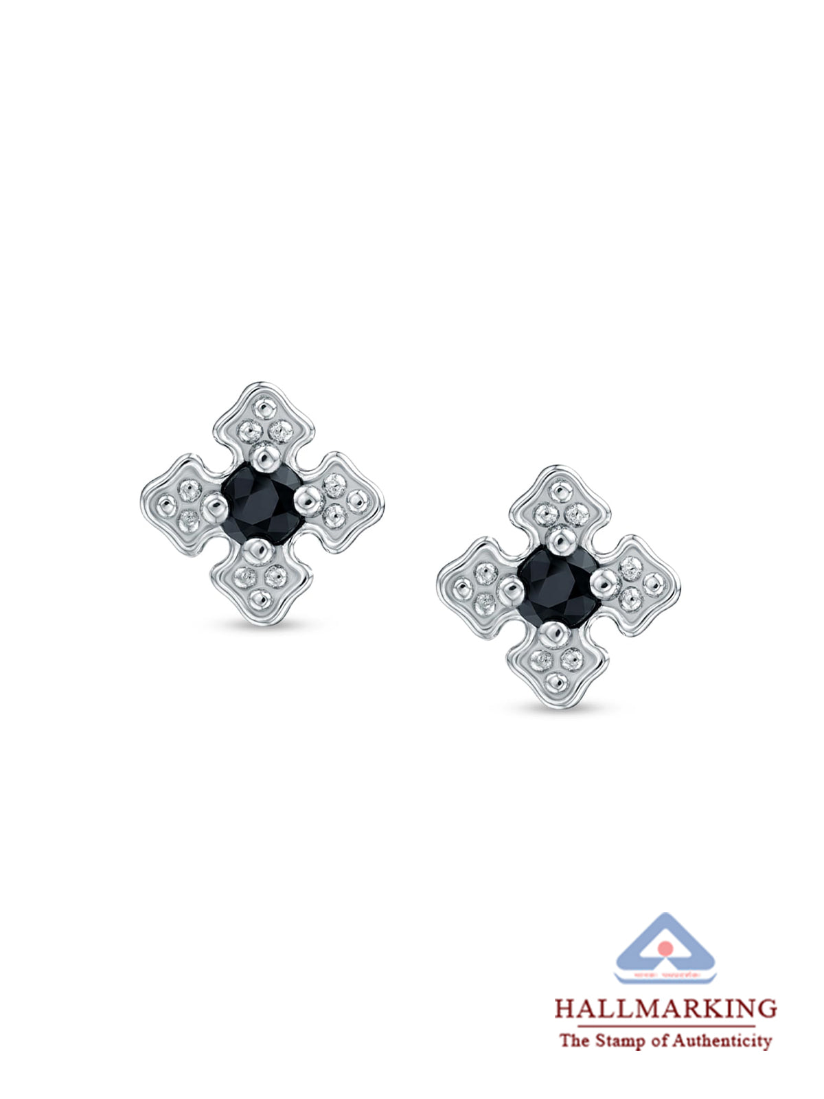 Vintage Black Stone Cross Studs