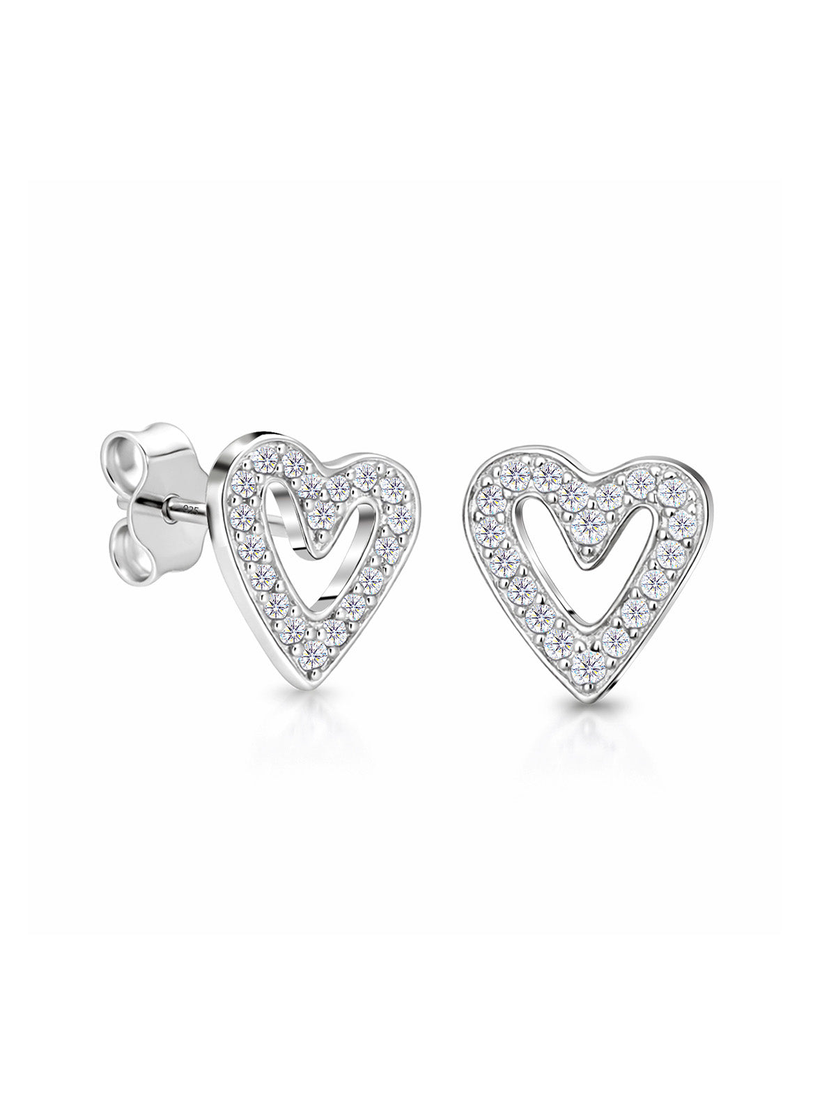 Cuore CZ Open Heart Women's Stud Earrings