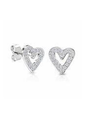 Cuore CZ Open Heart Women's Stud Earrings