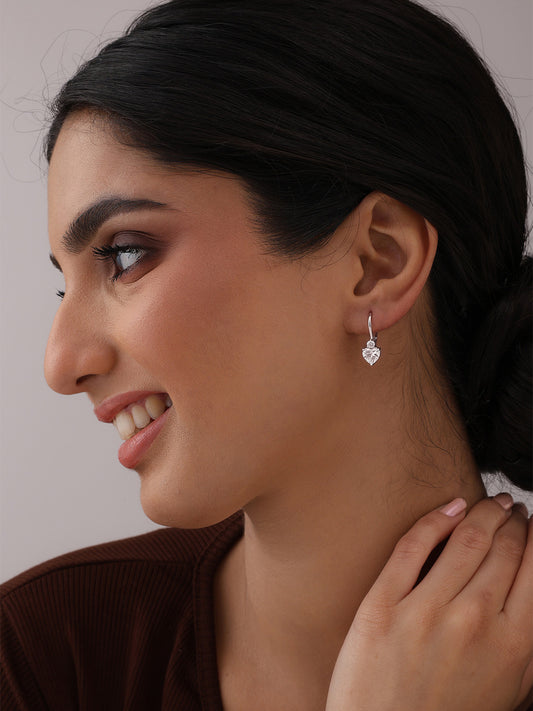 Rhodium Teardrop Dangler Earrings