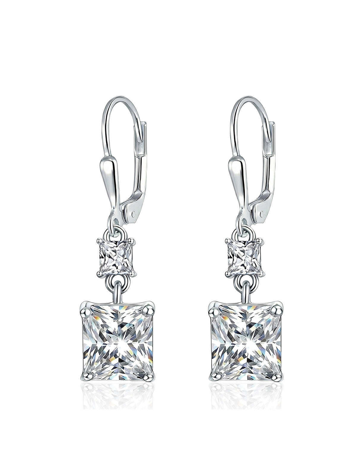 Quadra Princess-Cut CZ Square Women's Drop Earrings