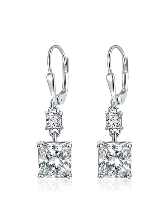 Quadra Princess-Cut CZ Square Women's Drop Earrings