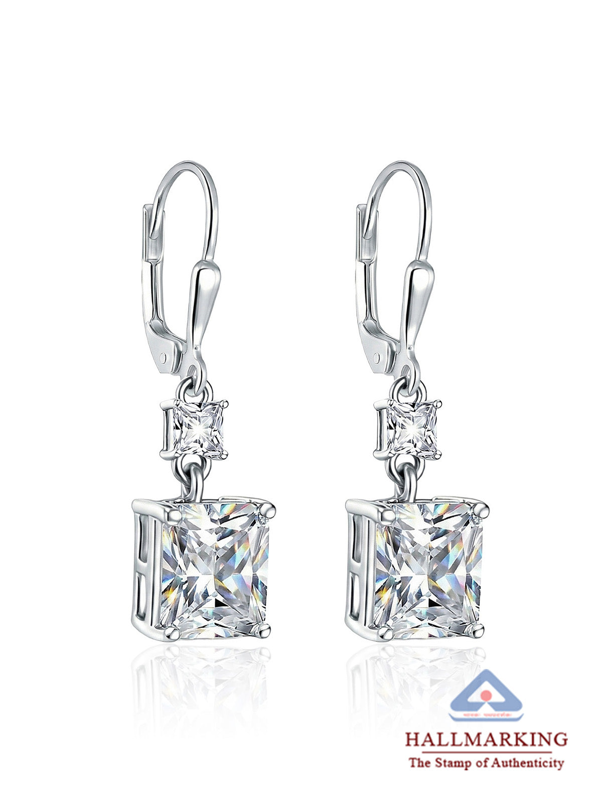 Quadra Princess-Cut CZ Square Women's Drop Earrings