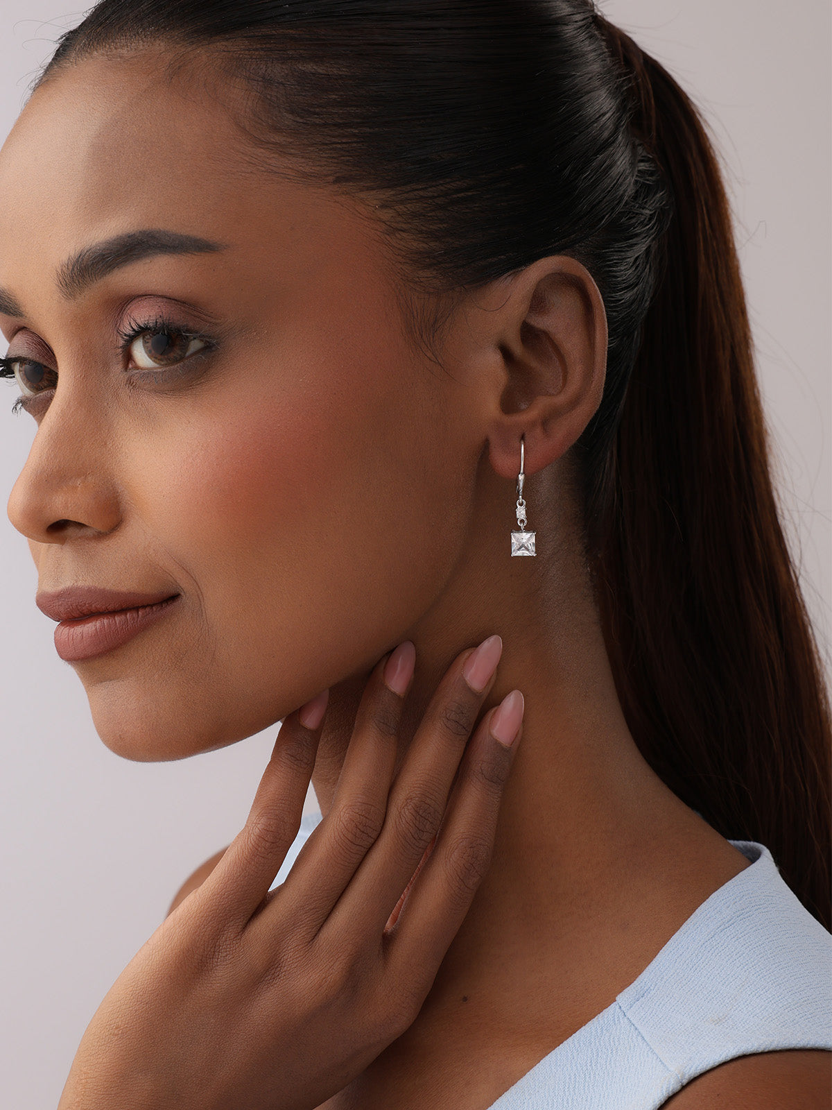Quadra Princess-Cut CZ Square Women's Drop Earrings