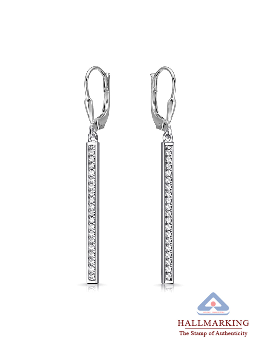 Linea Vertical CZ Bar Women's Drop Earrings
