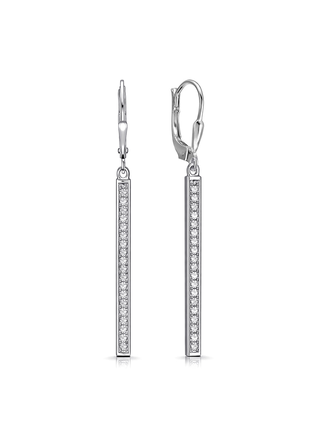 Linea Vertical CZ Bar Women's Drop Earrings