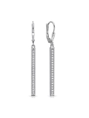 Linea Vertical CZ Bar Women's Drop Earrings