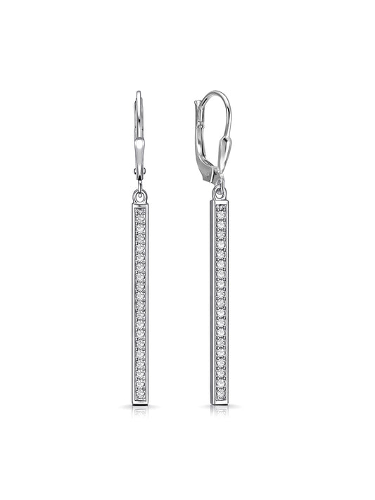 Linea Vertical CZ Bar Women's Drop Earrings