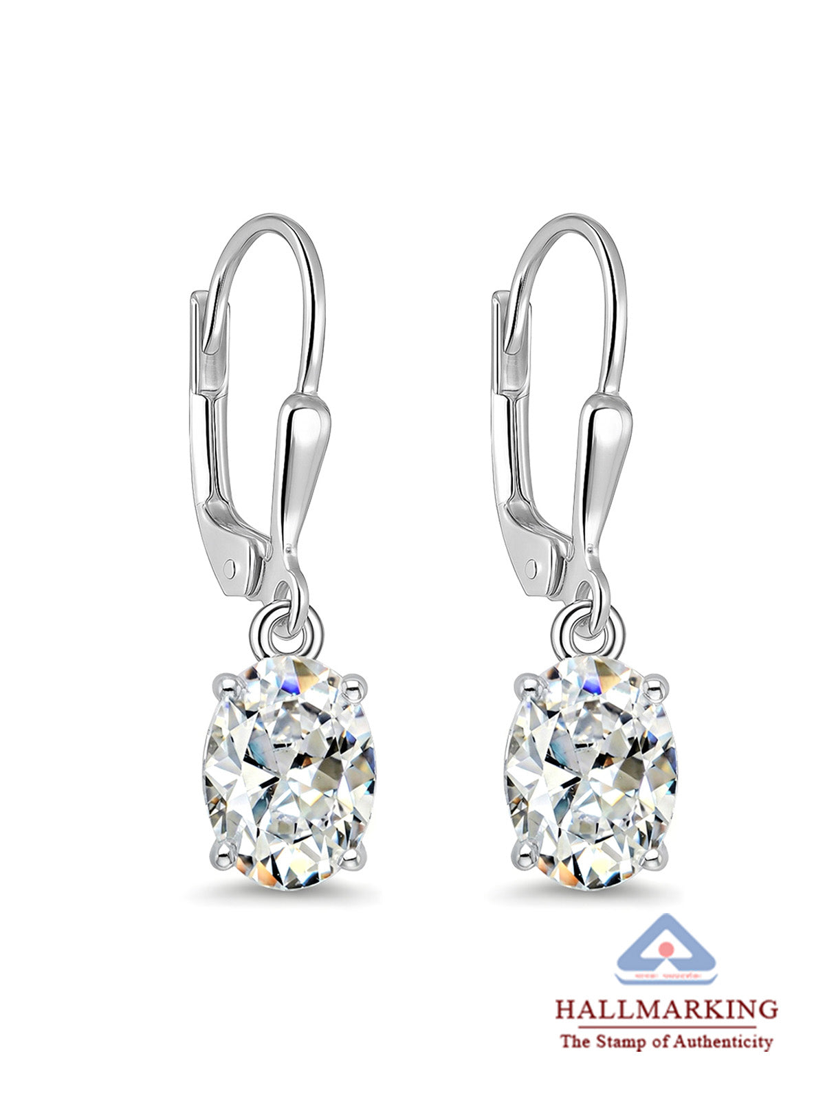 Ovale Oval CZ Leverback Women's Drop Earrings