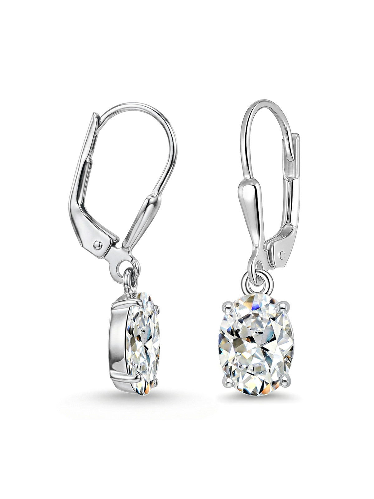 Ovale Oval CZ Leverback Women's Drop Earrings