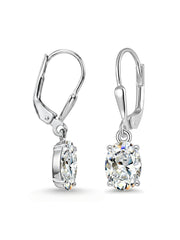 Ovale Oval CZ Leverback Women's Drop Earrings