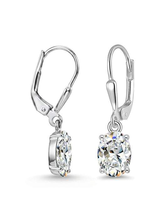 Ovale Oval CZ Leverback Women's Drop Earrings