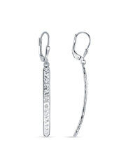 Martella CZ Hammered Bar Women's Drop Earrings
