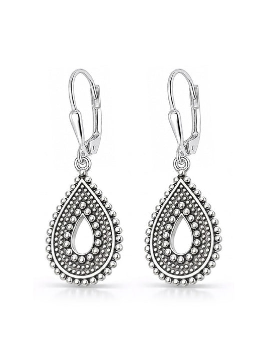Goccia Antique Beaded Teardrop Women's Drop Earrings