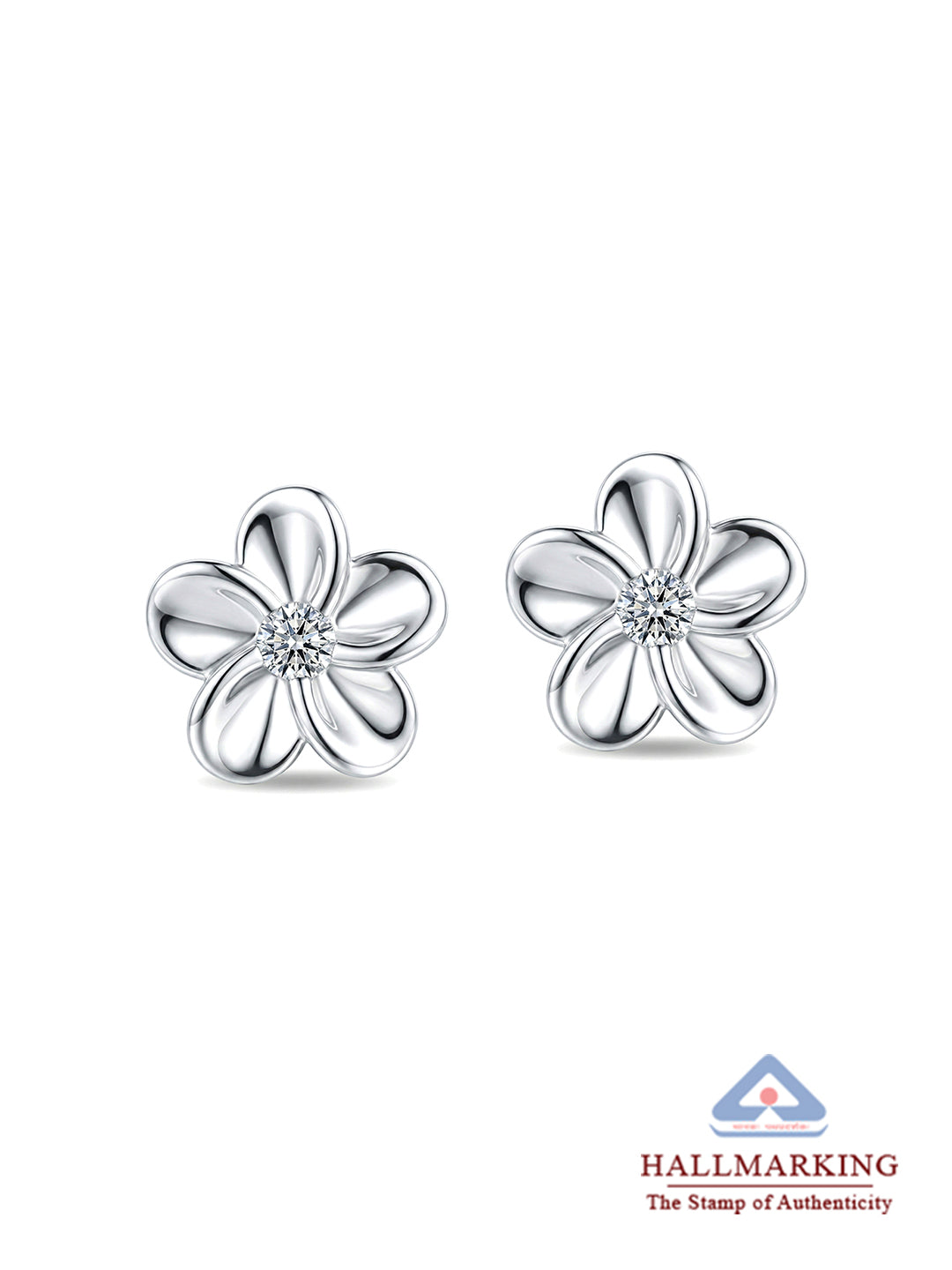 Plumeria Blossom CZ Flower Women's Stud Earrings
