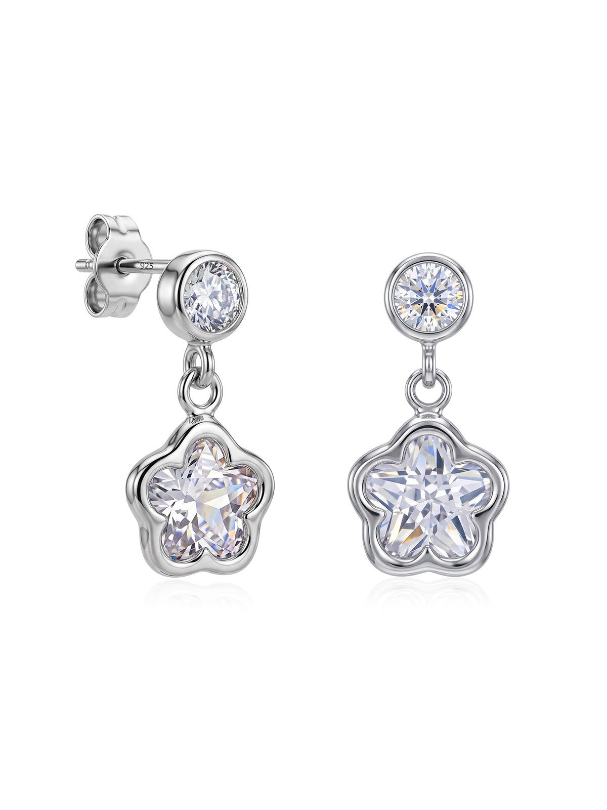 Rhodium Crystal Dangler Earrings
