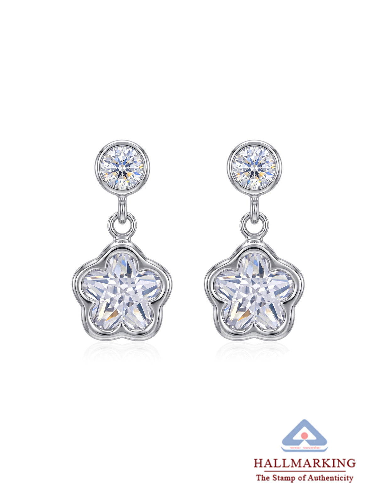 Rhodium Crystal Dangler Earrings