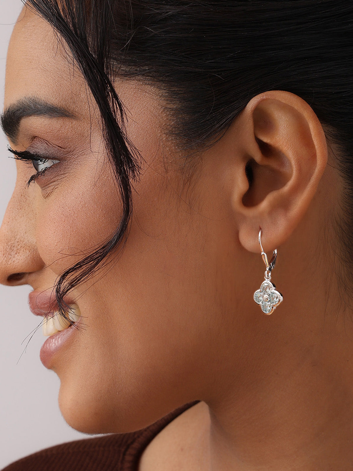 Rhodium Crystal Drop Earrings