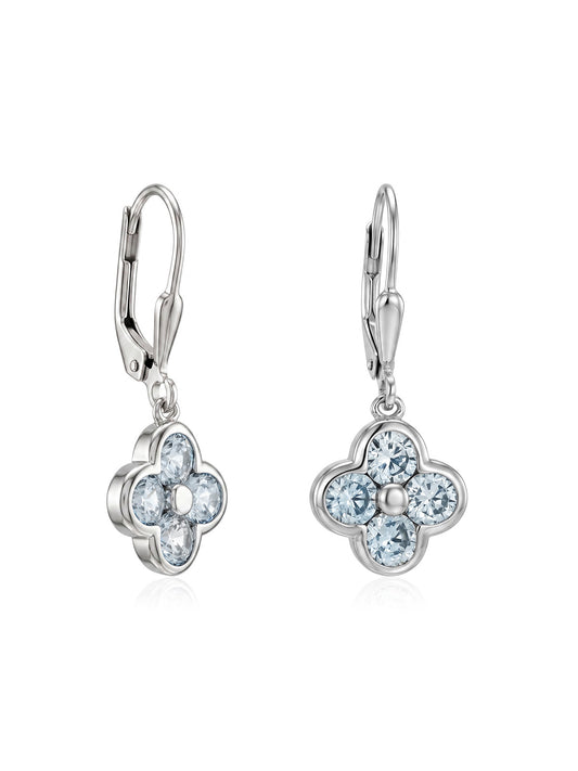 Rhodium Crystal Drop Earrings