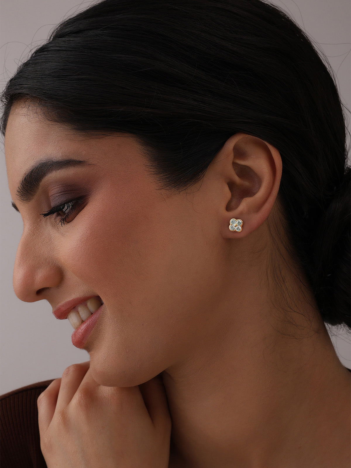 Flash Gold Crystal Stud Earrings