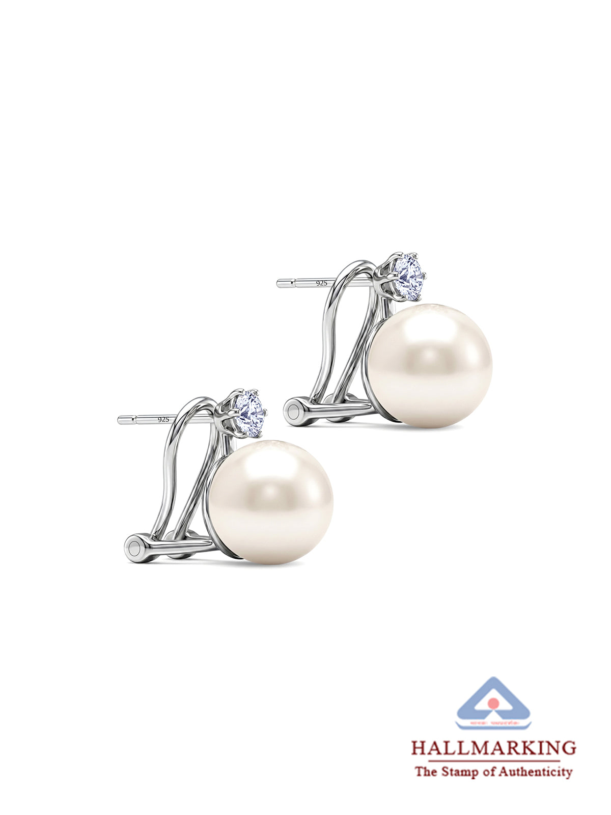 Pearl & Cubic Zirconia Front-Back Earrings