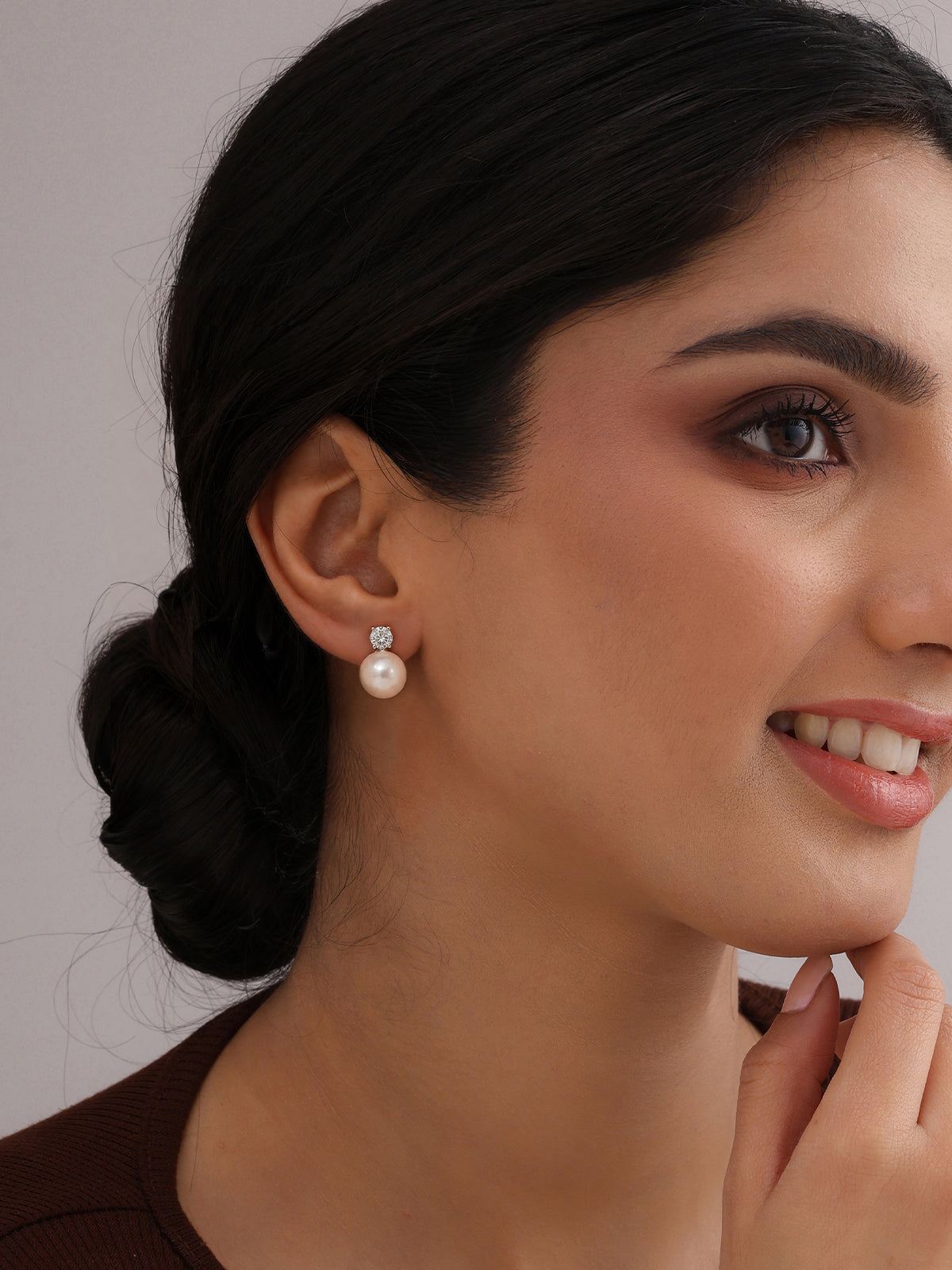 Pearl & Cubic Zirconia Front-Back Earrings