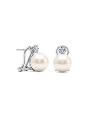 Pearl & Cubic Zirconia Front-Back Earrings