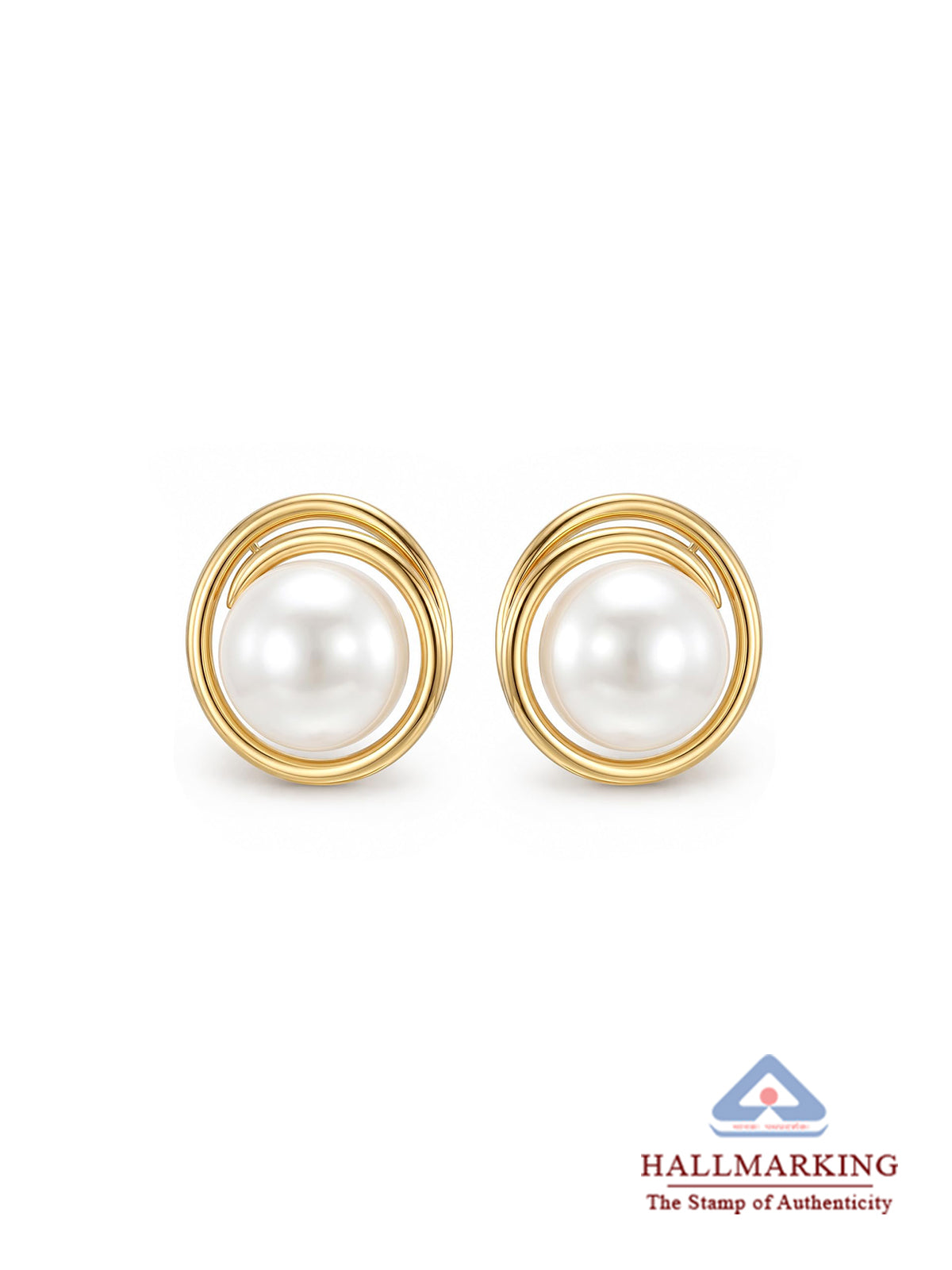 Gold-Plated Pearl Stud Earring