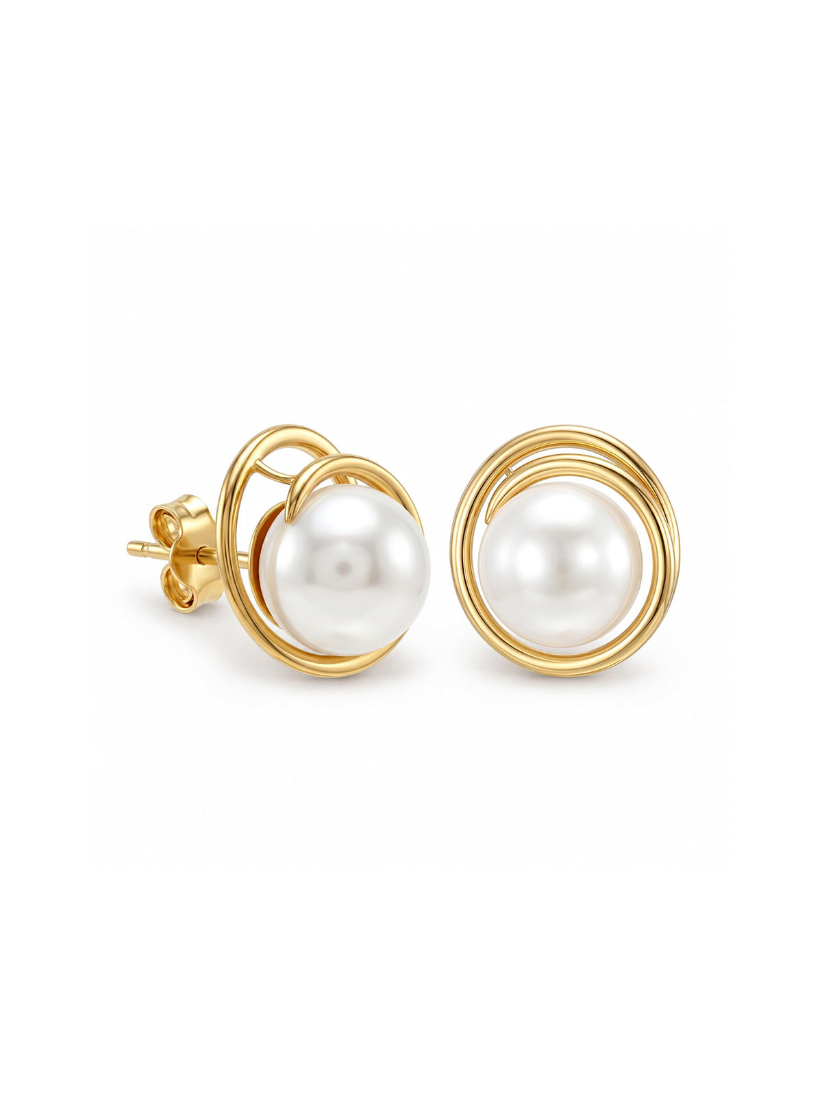 Gold-Plated Pearl Stud Earring