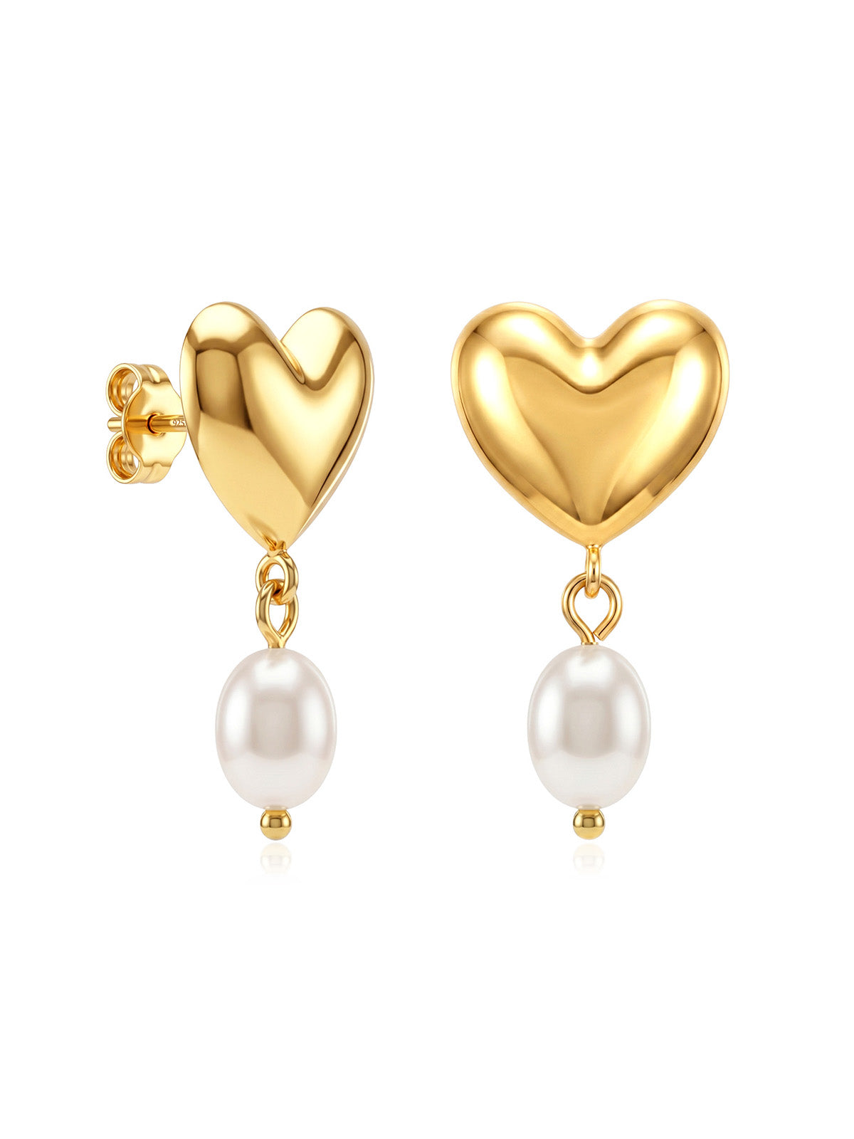 Amora Puff Heart Pearl Women's Drop Earrings