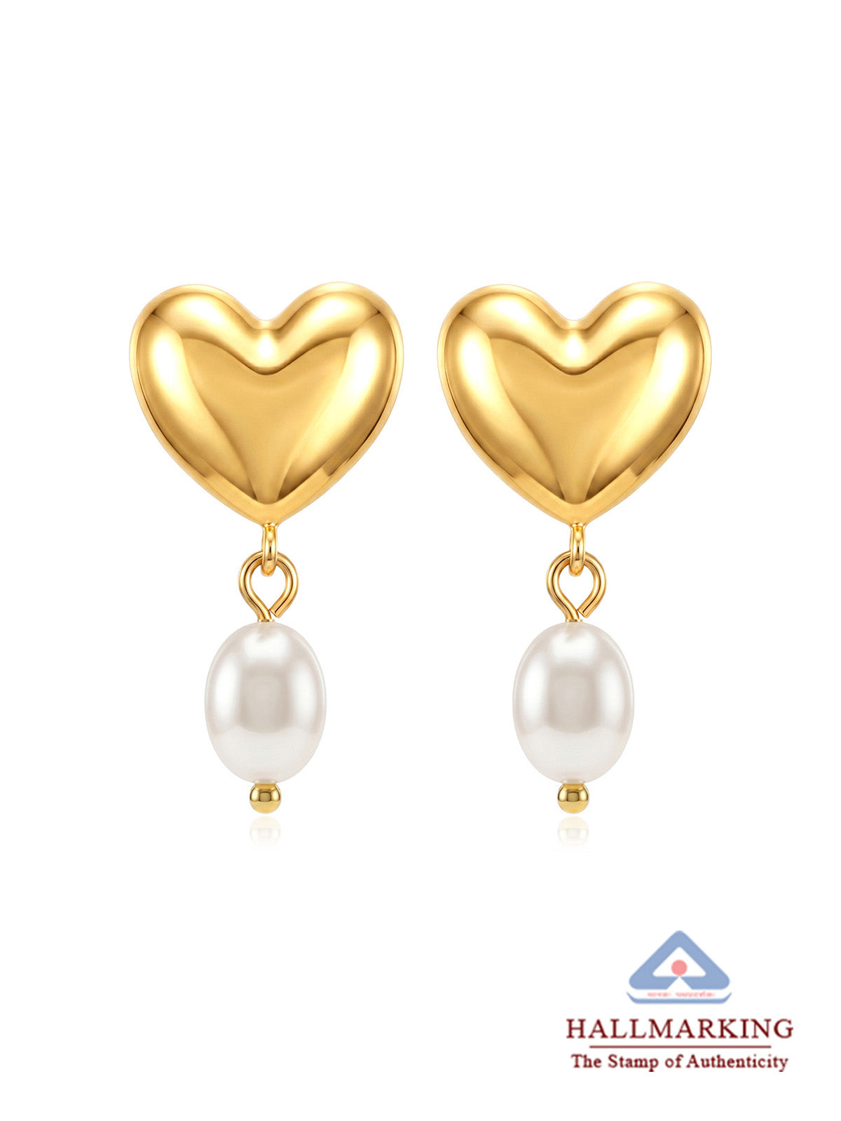 Amora Puff Heart Pearl Women's Drop Earrings