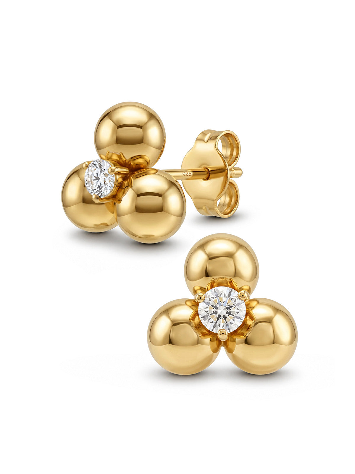 Perla CZ Bead Cluster Ball Women's Stud Earrings