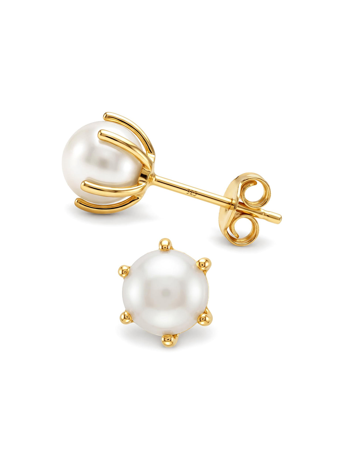 Gold-Plated Minimalist Pearl Stud Earring