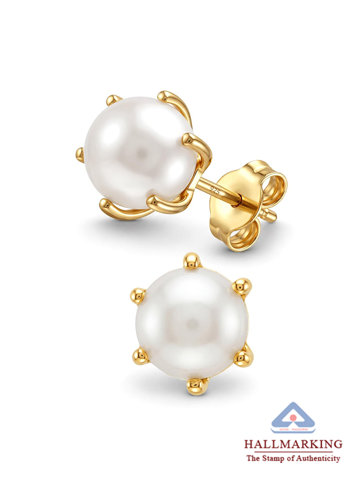 Gold-Plated Minimalist Pearl Stud Earring
