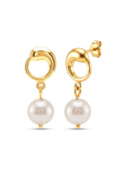 Pearl Drop Gold Tone Earrings