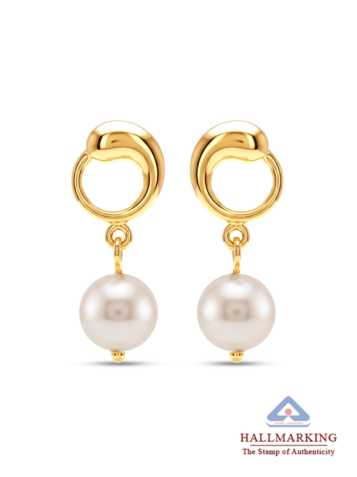 Pearl Drop Gold Tone Earrings