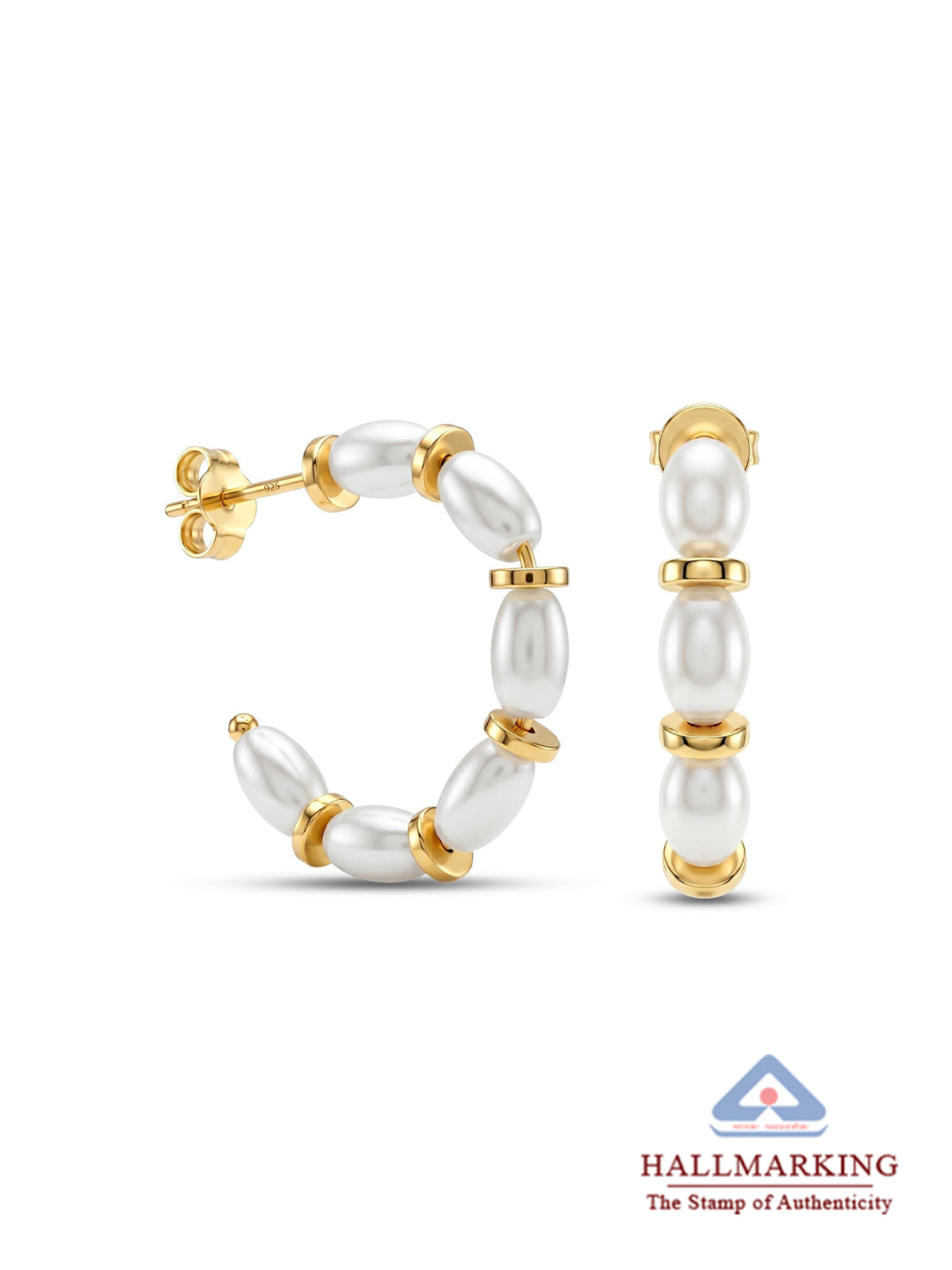 Pearl Beaded Hoop Earrings