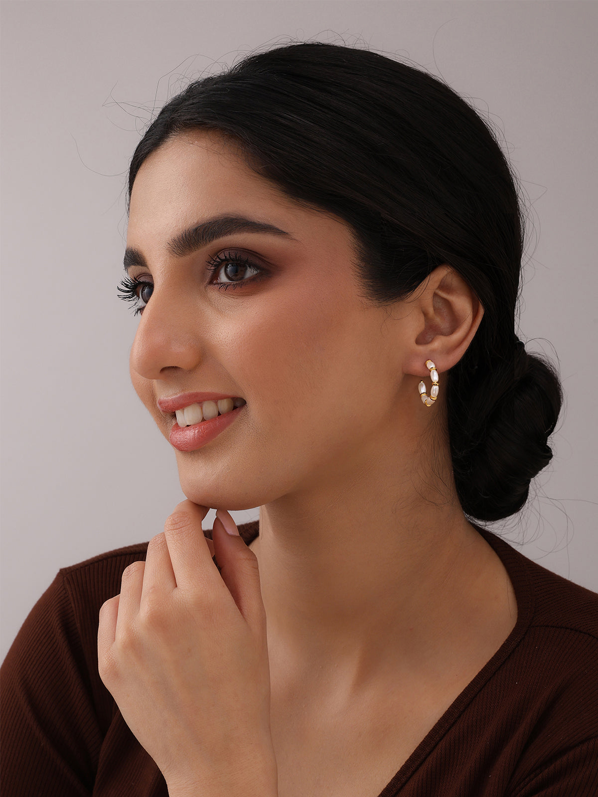 Pearl Beaded Hoop Earrings