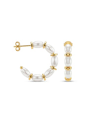 Pearl Beaded Hoop Earrings