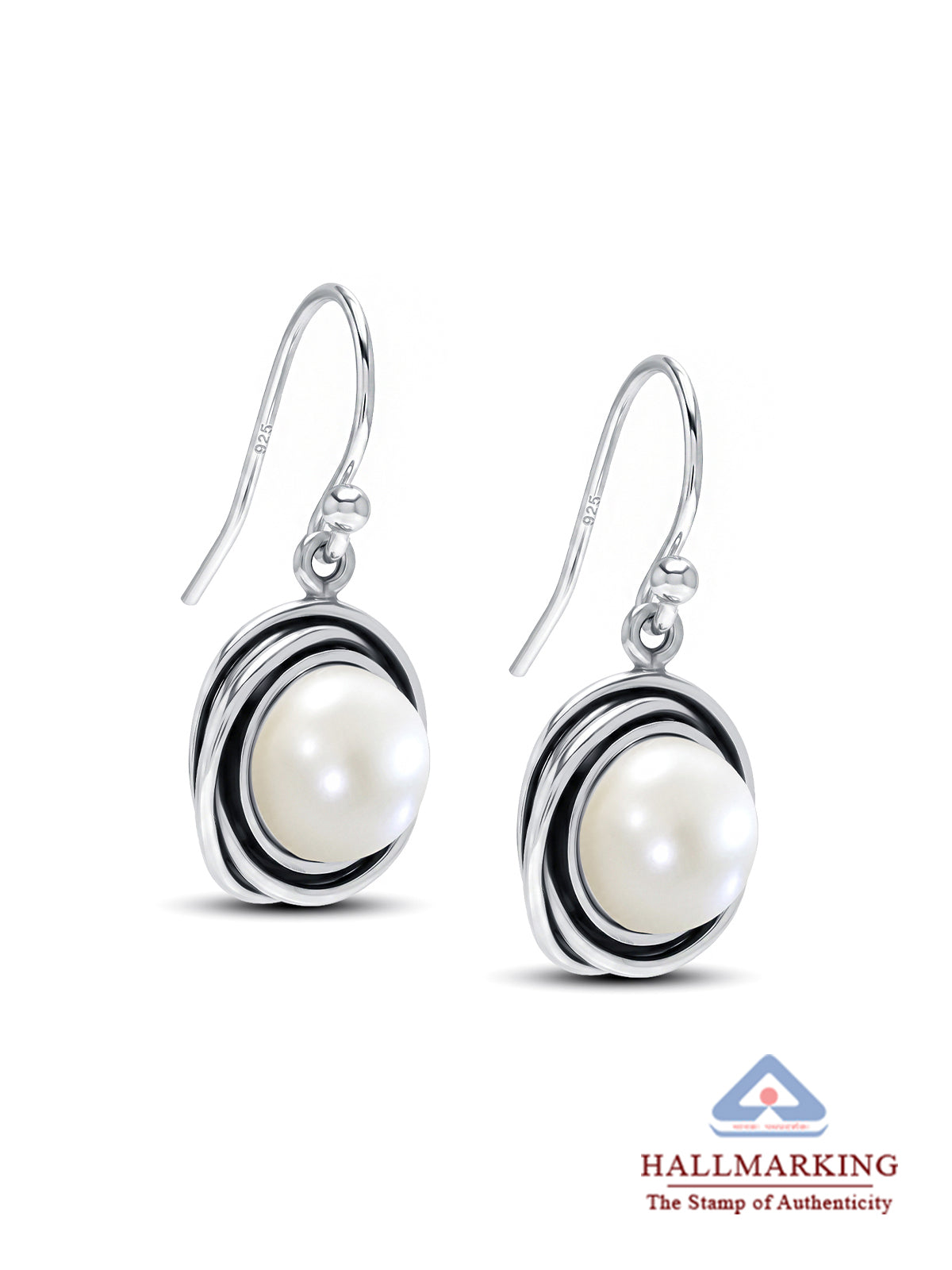 Boho Fish Hook Antique Vintage Circular Pearl Dangle Earrings