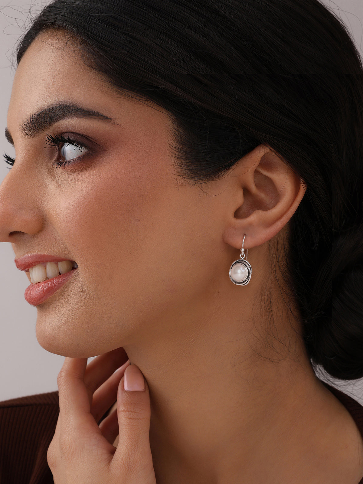 Boho Fish Hook Antique Vintage Circular Pearl Dangle Earrings